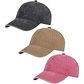 AOSMI 3 Pack Vintage Washed Cotton Adjustable Baseball Caps for Men Women Unstructured Low Profile Dad Hat