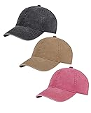 AOSMI 3 Pack Vintage Cotton Washed Plain Baseball
