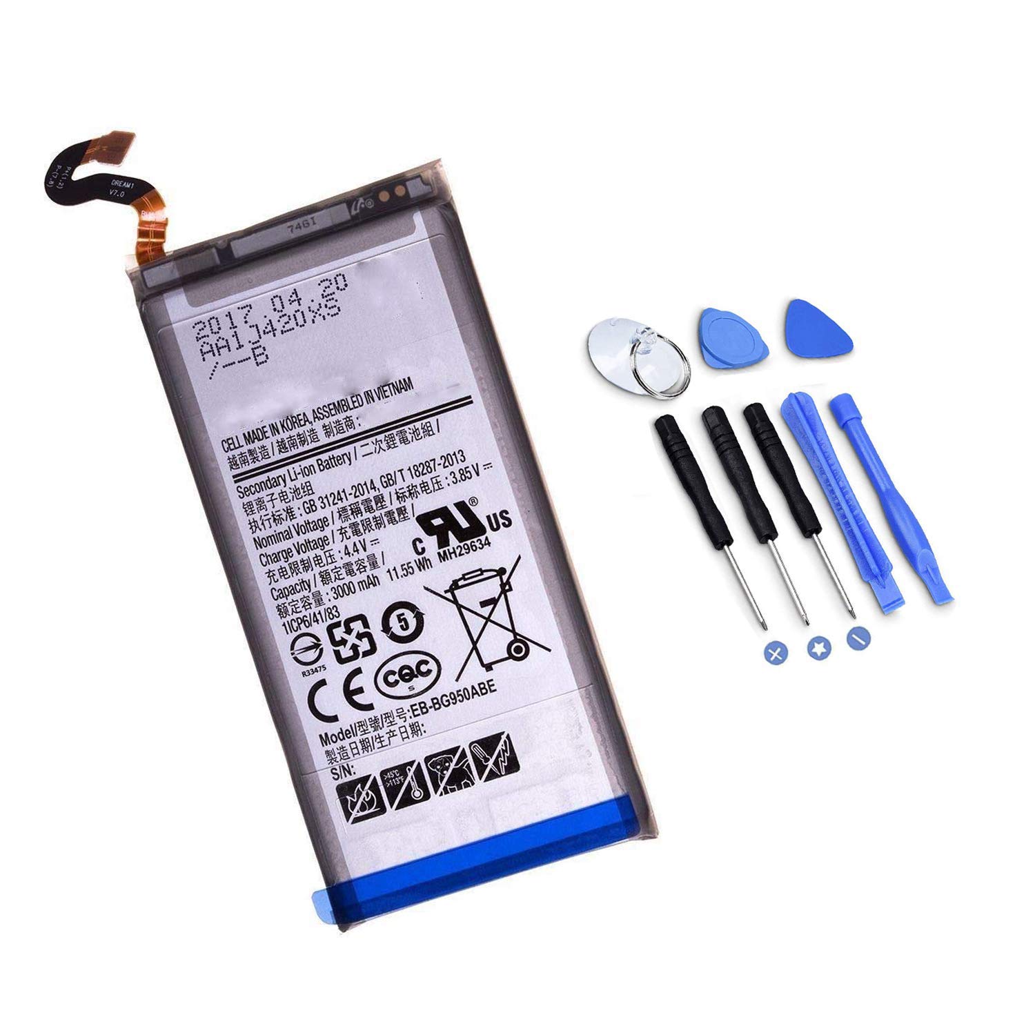 EB-BG950ABE Battery Replacement for Samsung Galaxy S8 G950 G950V G950A G950T G950P G950R4 (11.55V 3000mAh)