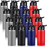 Mimorou 16 Pack Aluminum Water Bottles with Snap Lid Aluminum Reusable Sports Lightweight Leak Proof Water Bottles Bulk for Gym Hiking Cycling Sports Outdoor(17 oz)
