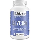 Glycine Supplement - 900 mg Capsules, 1800 mg Once Daily Dose - Made in Canada - Premium Amino Acid - Third-Party Tested - Nu