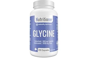 Glycine Supplement - 900 mg Capsules, 1800 mg Once Daily Dose - Made in Canada - Premium Amino Acid - Third-Party Tested - Nu