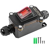 OELFFOW Waterproof On Off Toggle Switch Double Outlet with Red Light Rocker Button Inline Cord Switch DPST AC/DC 20A-125V,16A-250V,30A-24V,35A-12V, IP66