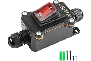 OELFFOW Waterproof On Off Toggle Switch Double Outlet with Red Light Rocker Button Inline Cord Switch DPST AC/DC 20A-125V,16A-250V,30A-24V,35A-12V, IP66