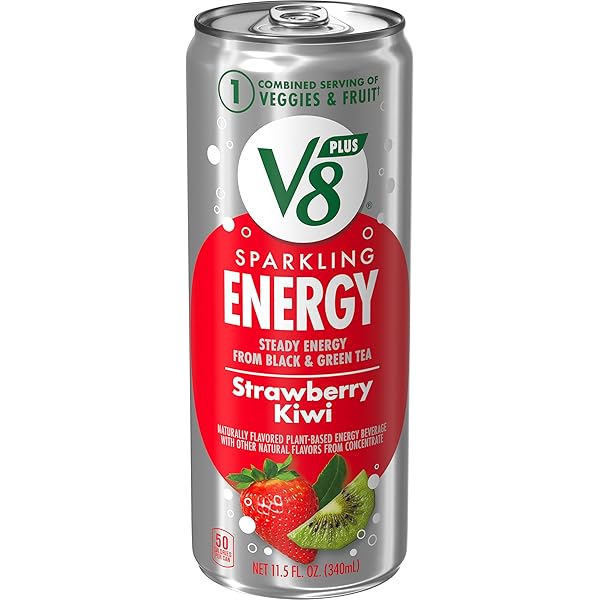 V8 +ENERGY SPARKLING STRAWBERRY KIWI JUICE ENERGY DRINK,...