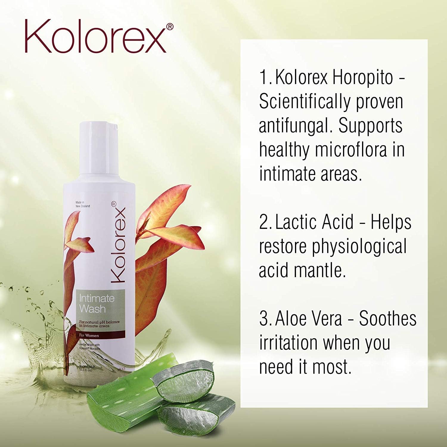 Kolorex Intimate Wash - Daily Herbal and pH-Balanced Feminine Wash Containing The New Zealand Herb Horopito, 250 ml - Image 4