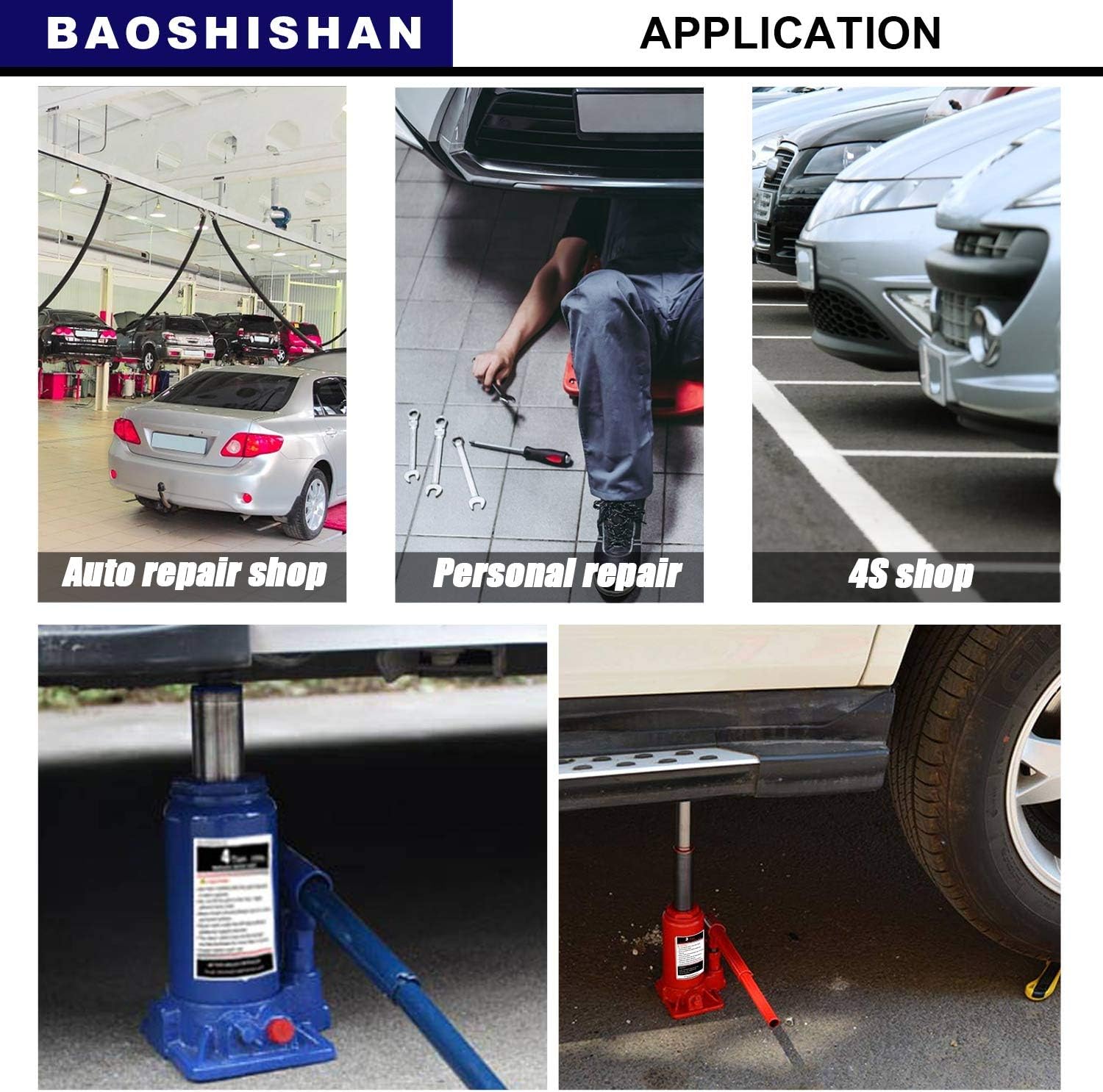 BAOSHISHAN Bottle Jack 4 Ton Double Ram Bottle Jack 6-1/4" to 15-3/8" Lifting Range Portable with Carrying Case: Home Improvement