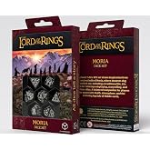 Q Workshop LOTR Moria 7-Piece Glow in the Dark RPG Dice Set, Ages 14+ | Officially Licensed RPG Dice Set, 7 Polyhedral Inspired by Khazad-d&ucirc;m for Tabletop Gaming, Age 14+