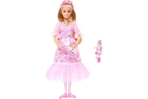 Barbie in the Nutcracker Clara Ballerina Doll | Wearing a Pink Satin Dress with Puffed Sleeves, Articulated Ankles, and Toy N