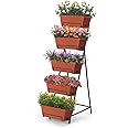 5 Tier Vertical Raised Garden Bed Planter Box, Vertical Raised Bed with Drainage Holes for Indoor Outdoor Herbs Flowers Vegetables Plants, Red