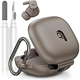 LDSXAY Compatible with Beats Powerbeats Fit Case Cover, Soft Silicone Shockproof Protective Skin Case for Powerbeats Fit Earbuds 2025 with Cleaner Kit & Carabiner, Top Logo Visible (Grey)