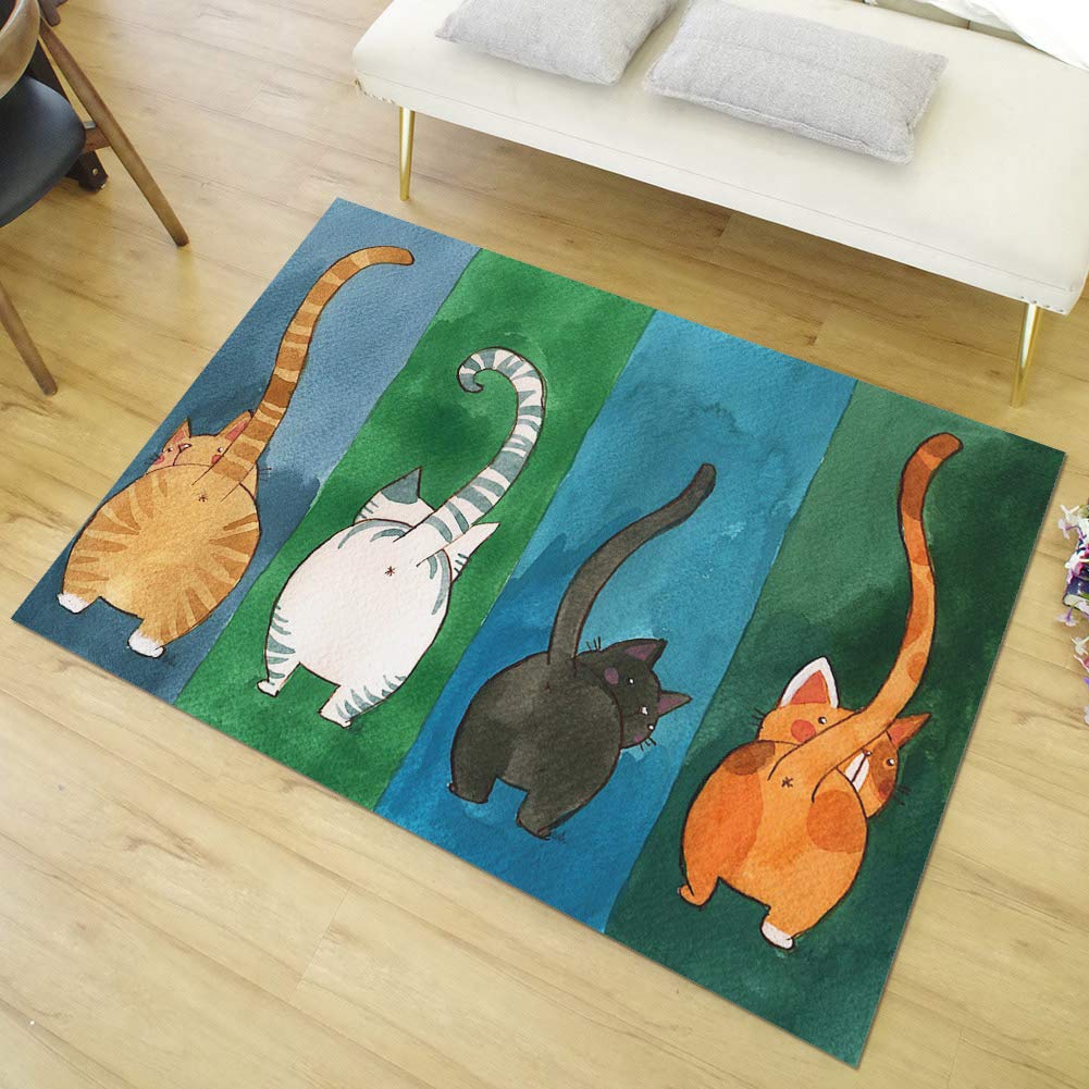 Wincal Welcome Doormat-Cat Pattern Non-Slip Welcome Door Mat Carpet Mat Rubber Polyester Door Mat For Indoor and Outdoor Entrance(40 * 60cm)