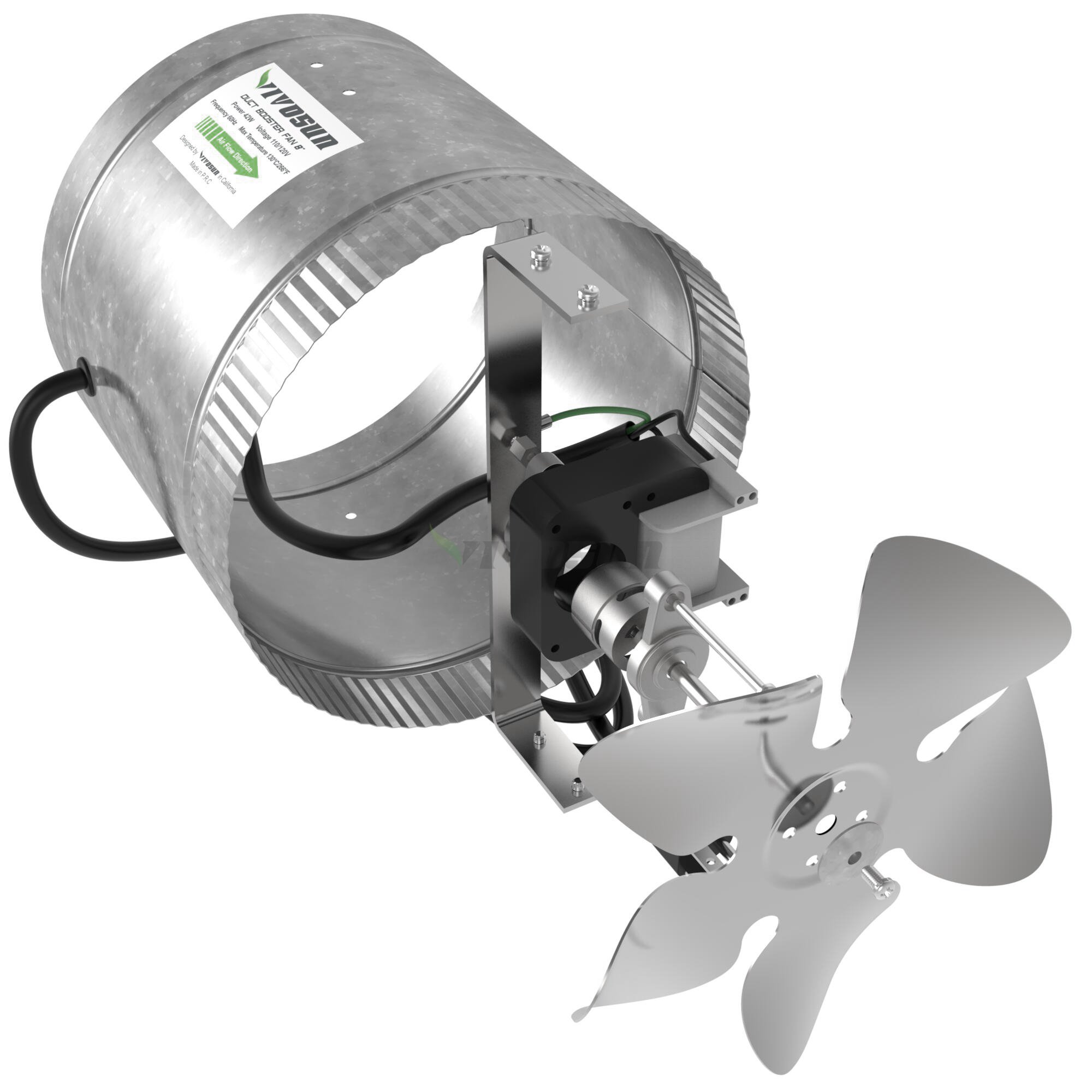 VIVOSUN 8 inch Inline Duct Booster Fan 420 CFM, Low Noise Extra Long 5.