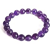 Silan's Natural Amethyst Bracelet with Lucky Card, Purple Crystal Stretch Gift for Women, Elastic Adjustable Healing Stone Jewelry