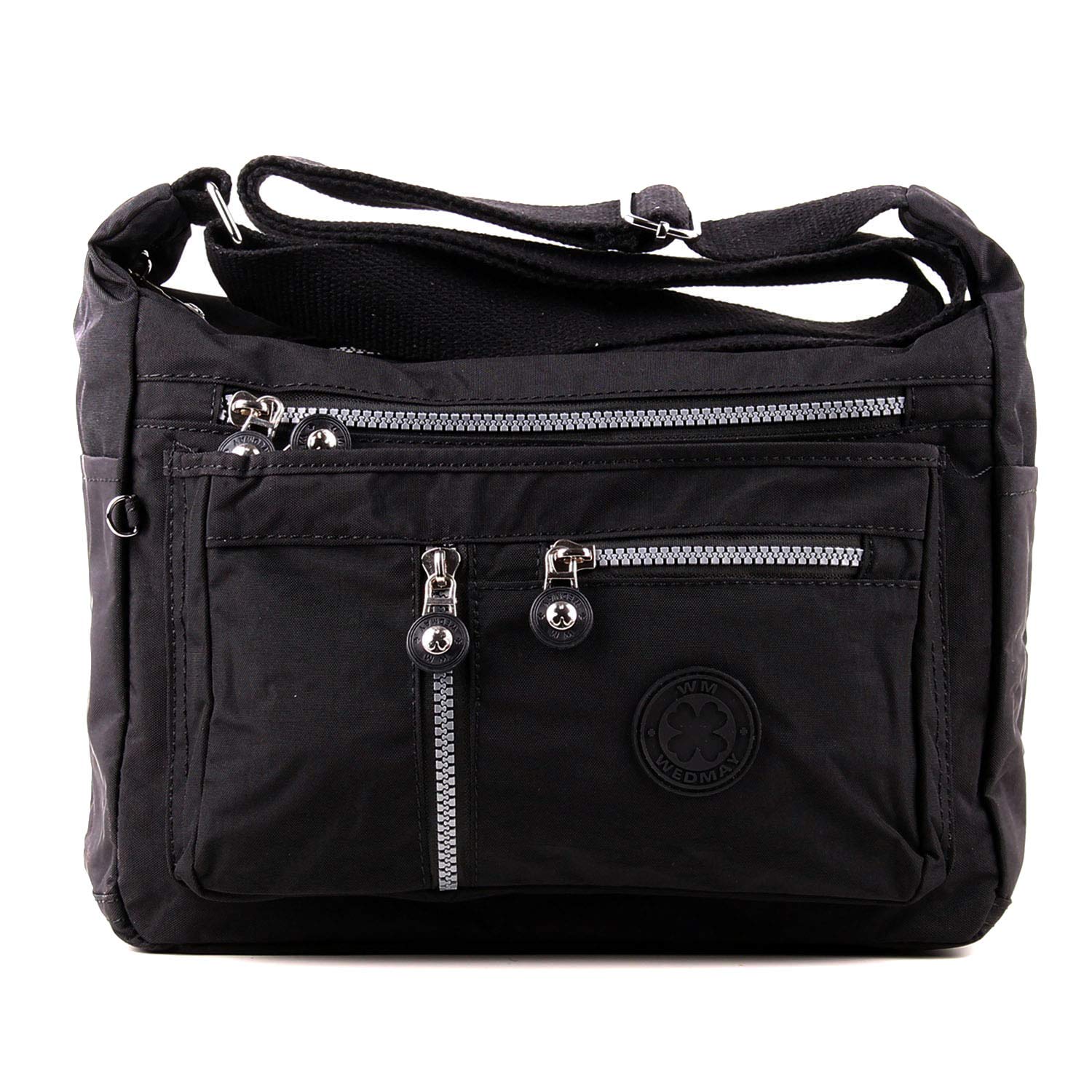 WEDMAY Womens Crossbody Bag Casual Nylon Multi Pocket For Ladies Lightweight Cross Body Bags Waterproof Shoulder Handbag (WM8205 Black)