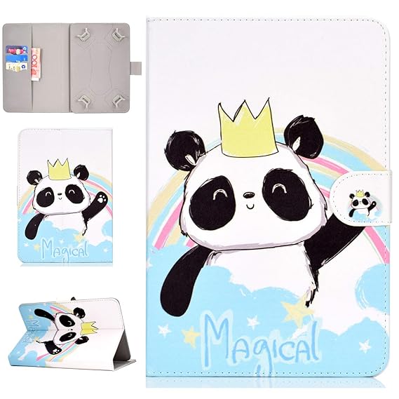 Coopay 7 Zoll Universal Hülle,Bunt Tier Katze Elefant Blumen Liebes Herz Schmetterling Muster Ständer Ledertasche,Bookstyle T