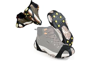 Ice Cleats for Boots & Shoes – 10 Carbon Steel Spikes Micro Crampons, 3D Non-Slip Sole, Stay-ON Secure Fit, Reflective Heel, 
