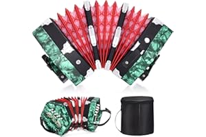 RIVVTA Concertinas, 20 Key Professional Accordion, Musical Instruments Accessories With Carrying Bag, Green