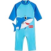 LIZENS Boys Swimsuit Rash Guard Suit Bluey Shark One Piece Long Sleeve Surfing Suit for Kids