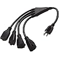 4 Way Power Splitter - 1 to 4 Extension Cord Splitter, 1.5' Short Extension Cord UL Listed, Outlet Splitter 3 Prong, Power Strip Outlet Plug, Y Style Extension Cord, Black, SJT 16 AWG by Luxury Office