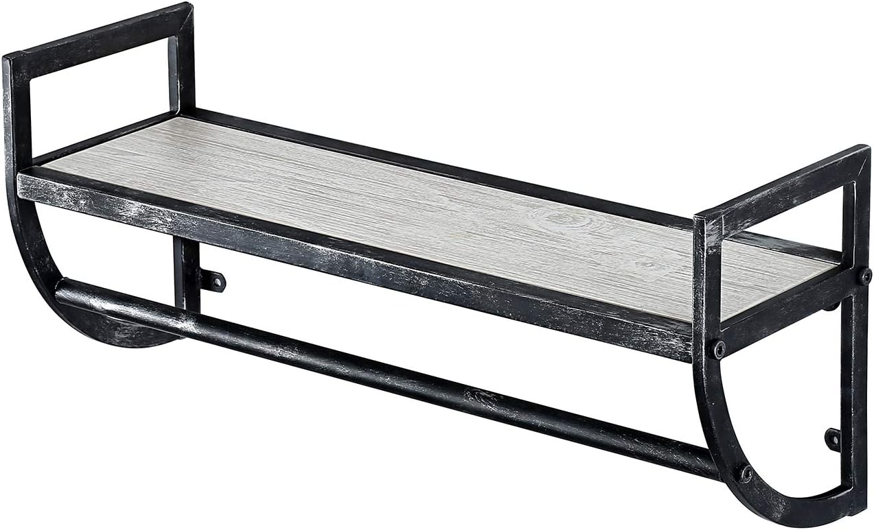 Floating Wall Shelves with Towel Bar,Towel Racks for Bathroom: Kitchen & Dining