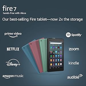 Fire 7 tablet, 7" display, 16 GB, latest model (2019 release), Black