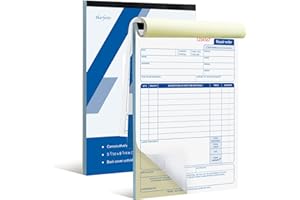 Harfesto Repair Order Book, 2 Part Carbonless Job Work Order Forms - White/Yellow, 5-7/10 x 8-1/4 Inches, Invoice Receipt Book for Small Business, Consecutively Numbered, 100 Sets (2 Packs)