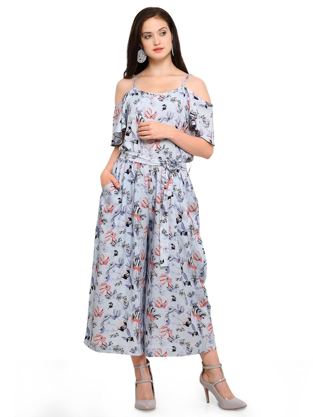smarty pants women rayon floral print culottes jumpsuit smjd-143
