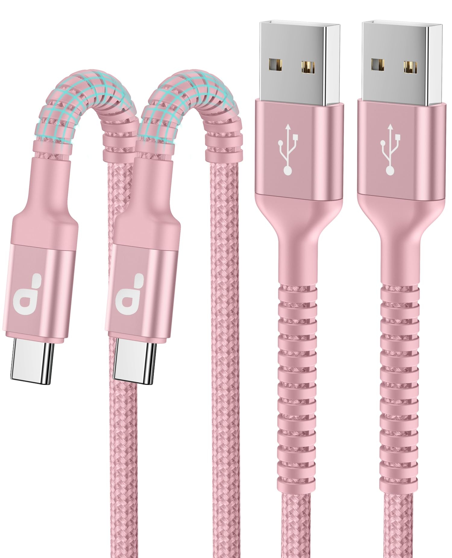 Photo 1 of iPhone 16 USB C Cable Fast Charging [2 Pack, 6FT], USB A to USB C Charger Cord, Upgraded Extra Durable Braided USBC Cable Compatible with iPhone 17 16 15 Pro Max, LG and More-Pink