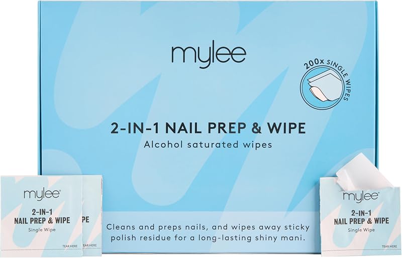 MYLEE 200pcs Gel Polish Prep & Wipes 2-in-1 Nail Cleanse Sticky Removal