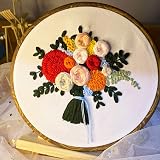 LAMXD 4 Sizes Imitated Wood Display Round Embroidery Hoop Set with Gold Eye view 6