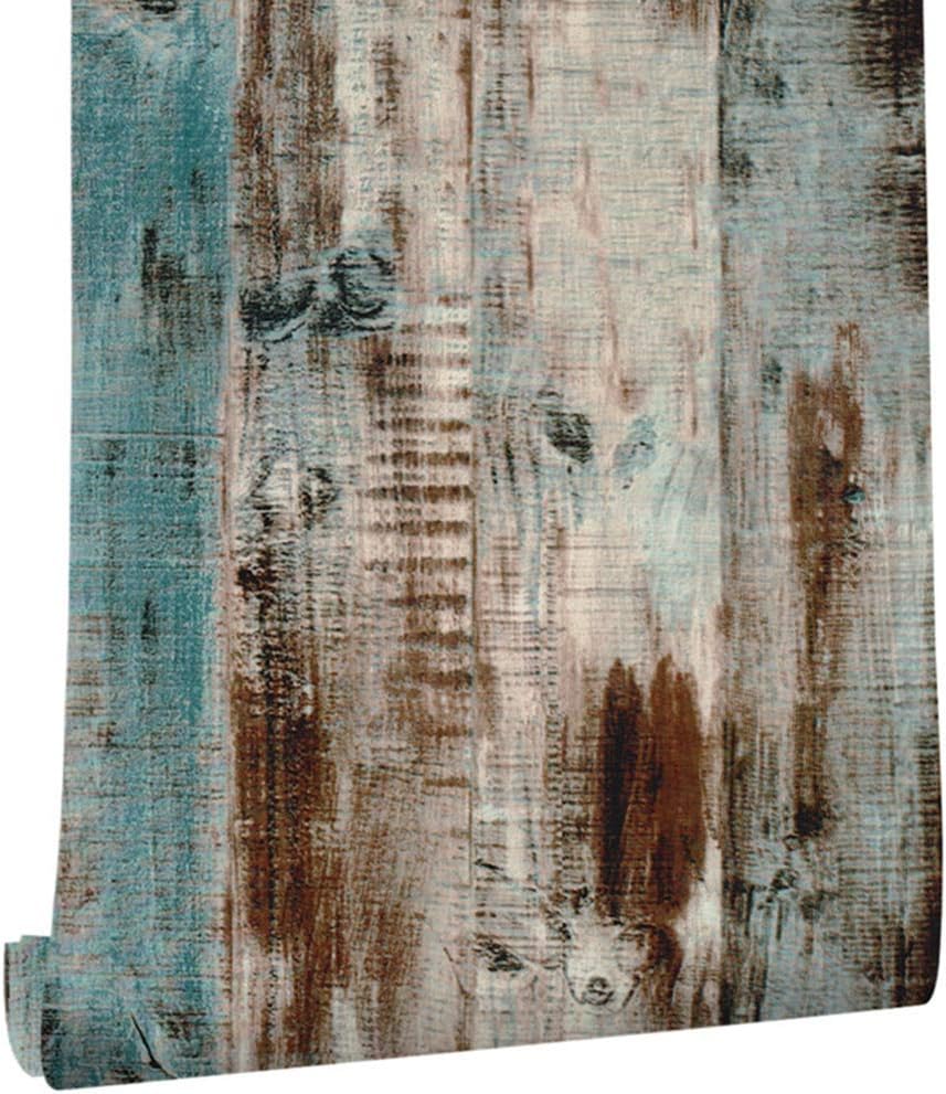 Livelynine 17.7x276 Inch Blue Distressed Wood Wall Paper Back Splashes for Kitchens Peel and Stick Wallpaper Wood Vinyl Adhesive Paper Removable Dorm Farmhouse Bedroom Living Room Decor