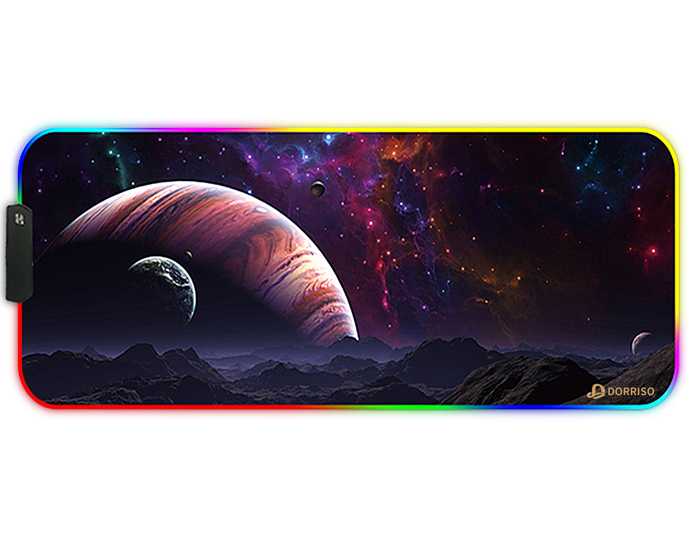 DORRISO RGB Gaming Mouse Pads XXL Large Mat 900x400x3mm Mousepad Anti-Slip Rubber Base Computer Keyboard Mice Mat for PC Laptop Desk Gaming Mouse Mats Starry Sky