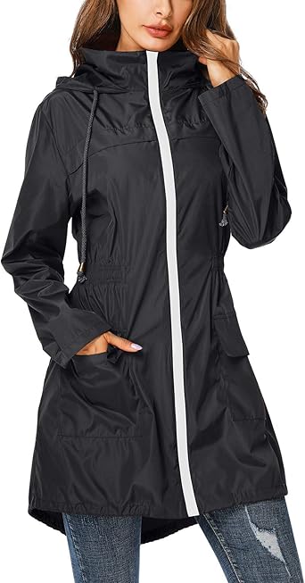 women's packable rain jacket with hood