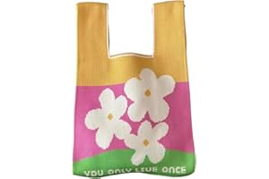 Anopo Women's Wrist Knotted Tote Bag Crochet Wristlet Handbag Aesthetic Cute Knit Purse (Very Small Size)