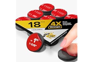 X-BET MAGNET Adhesive Magnets - Ferrite Magnetic - 18 Pieces - Round Disc Magnets - Strong Sticky Adhesive Backing - Ceramic Magnets Ideal for Kitchen - 1"x0.15"