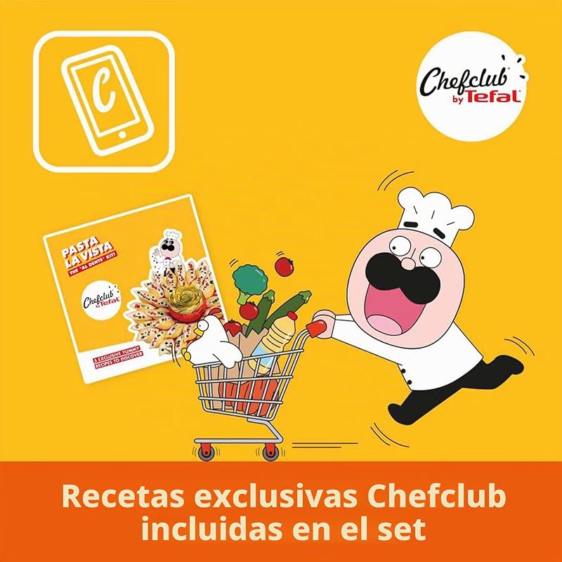 Chefclub by Tefal - Juego de Cocina (28 cm, olla 20 cm + Tapa, Cuchillo de Cocina Fresh Kitchen, 2 Tablas de Cortar, Libreto Receta G804S404