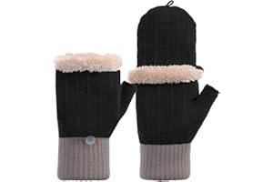 Premillow Winter Fingerless Gloves for Women, Convertible Half Finger Womens Winter Gloves Mittens, Thick Warm Gloves