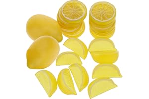 Woration 20 Pack Simulation Lemon & Slices Blocks Set, Artificial Plastic Lemon Slice Lifelike Fake Lemon Decor Fake Fruit for Wedding Photography Prop Party Display