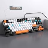 MageGee 75% Mechanical Keyboard 87 Keys Yellow Linear Switch White LED Backlit view 3