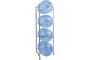 LIANTRAL Water Cooler Jug Rack, 5 Gallon Water Jug Holder Water Bottle Storage Rack, 5 gallon water bottle holder, water jug holder, 4 Tiers, Silver