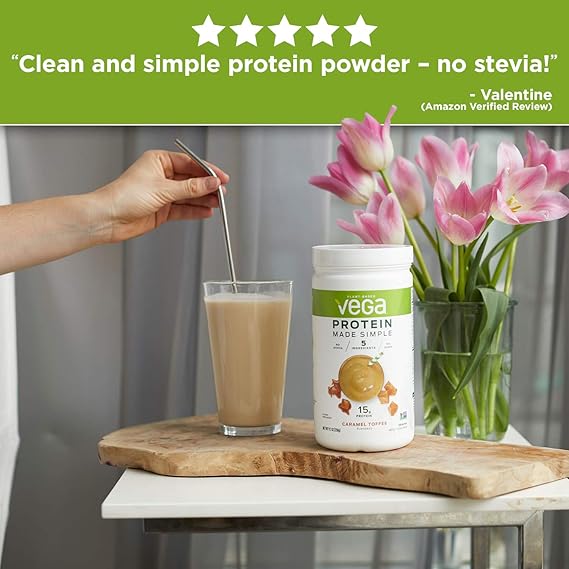Amazon Com Vega Protein Made Simple Caramel Toffee 10 Servings 9 1 Oz Delicious Plant Based Healthy Vegan Protein Powder Stevia Free Dairy Free Gluten Free Non Gmo No Gums Grocery Gourmet Food