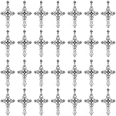 SUNNYCLUE 1 Box 50Pcs Big Gothic Cross Charm Alloy Cross Charms Bulk Tibetan Style Silvery Easter Halloween Festivals Crosses Charms for Jewelry Making Charms Diy Earrings Necklaces Bracelets Gifts