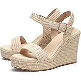 VICKI·VICKI Wedges for Women Platform Sandals Wedge Heels for Sandals Comfortable Summer Espadrille Shoes Ankle Strap&Open Toe