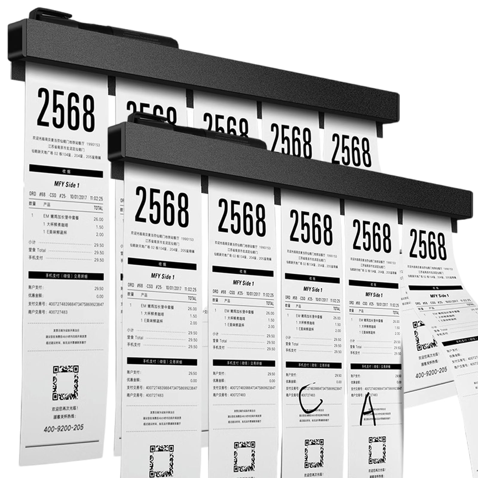 Photo 1 of 2 Pieces Ticket Holder Receipt Holder for Restaurant Refrigerator, No Drill Restaurant Ticket Order Holders for Walls Home Kitchen Office Cafes Pubs Bars (Black, 19.7", 2pcs)