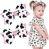 2PCS Cow Print Hair Bow for Girls, Cute Moo Cow Bows with Alligator Clips Hair Accessories for Toddler Infant Children kids (Type C)