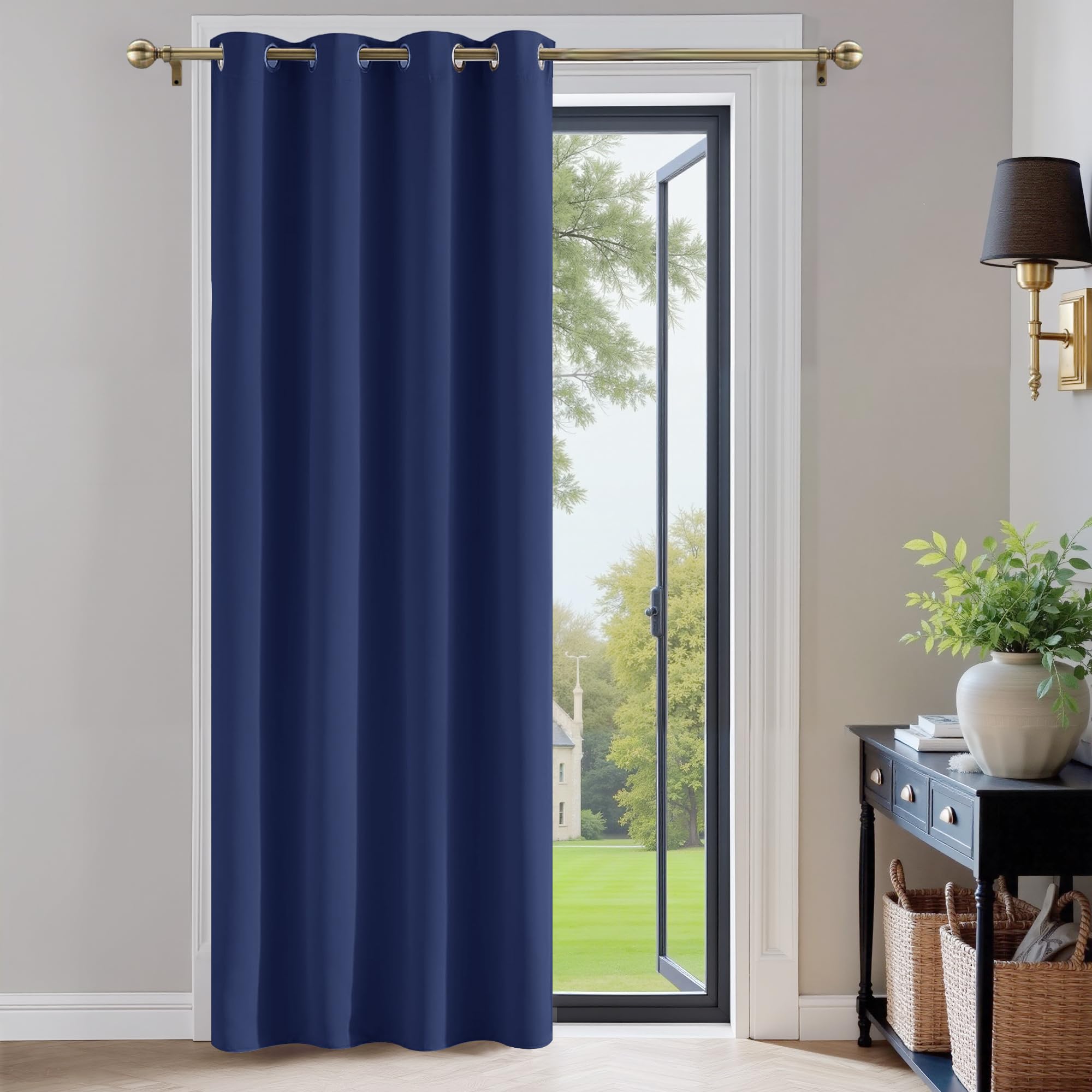 PONY DANCE Blackout Curtain for Bedroom - 52x 54 inch Eyelet Top Thermal Insulation Room Darkening Window Treatment Blackout Curtain for Bedroom/Nursery Décor, 1 Piece, Blue