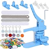 Button Maker Machine Kit 3 Sizes Molds DIY Pin Maker with 500 Buttons | 2.28, 1.25, 1 Inch Molds, 15 Fridge Magnets, 15 Bottle Openers, 15 Keychains, Circular Cutter in 3 Sizes