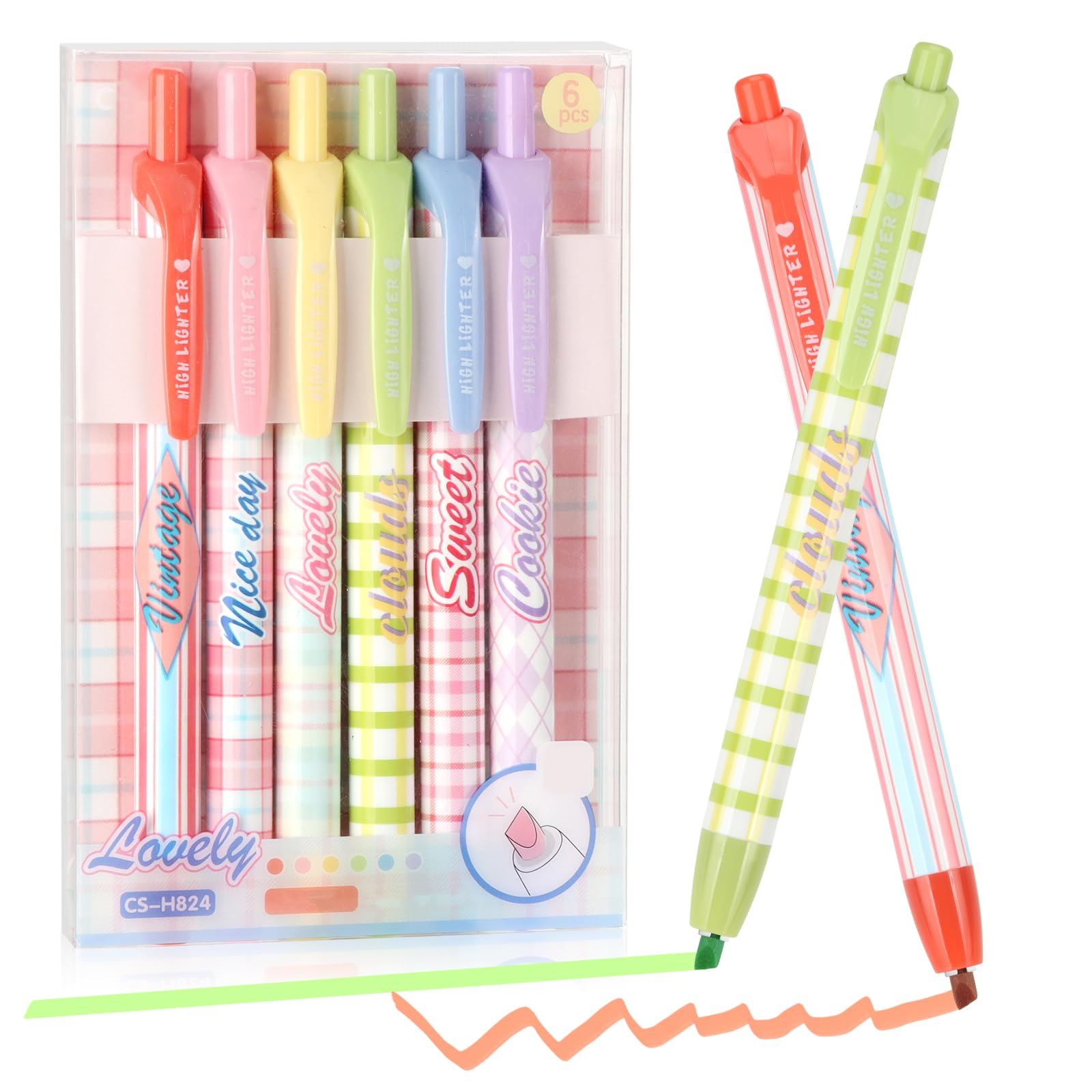 EooUooIP Pastel Highlighter,Creative Note highterlighter for Journal Planner Notes School Office Supplies,with Large Ink Reservoir for Extra Long Marking