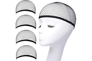 Wig Caps, ANNELBEL 4PCS Black Mesh Wig Cap Net, Closed End Hair Mesh Net Wig Caps, Wig Caps for Long or Short Hair Hold Securely in Place